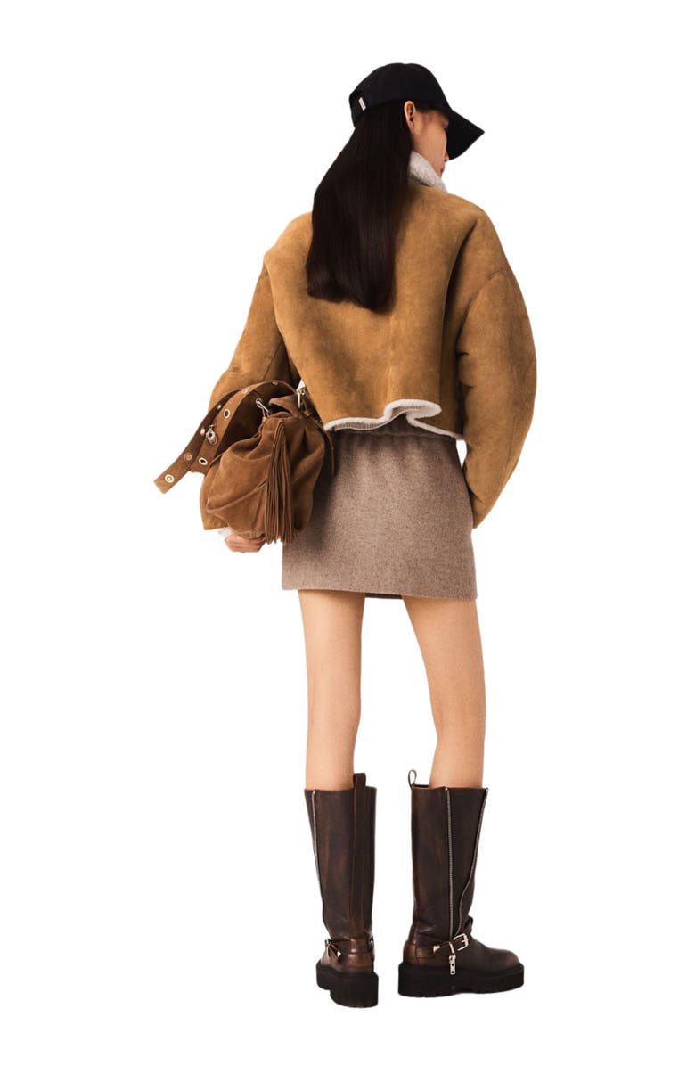 maje Reversible shearling coat, Alternate, color, Camel