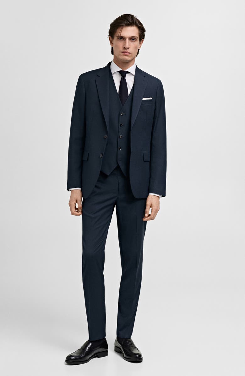 MANGO Slim Fit Navy Stretch Suit Vest, Alternate, color, Dark Navy