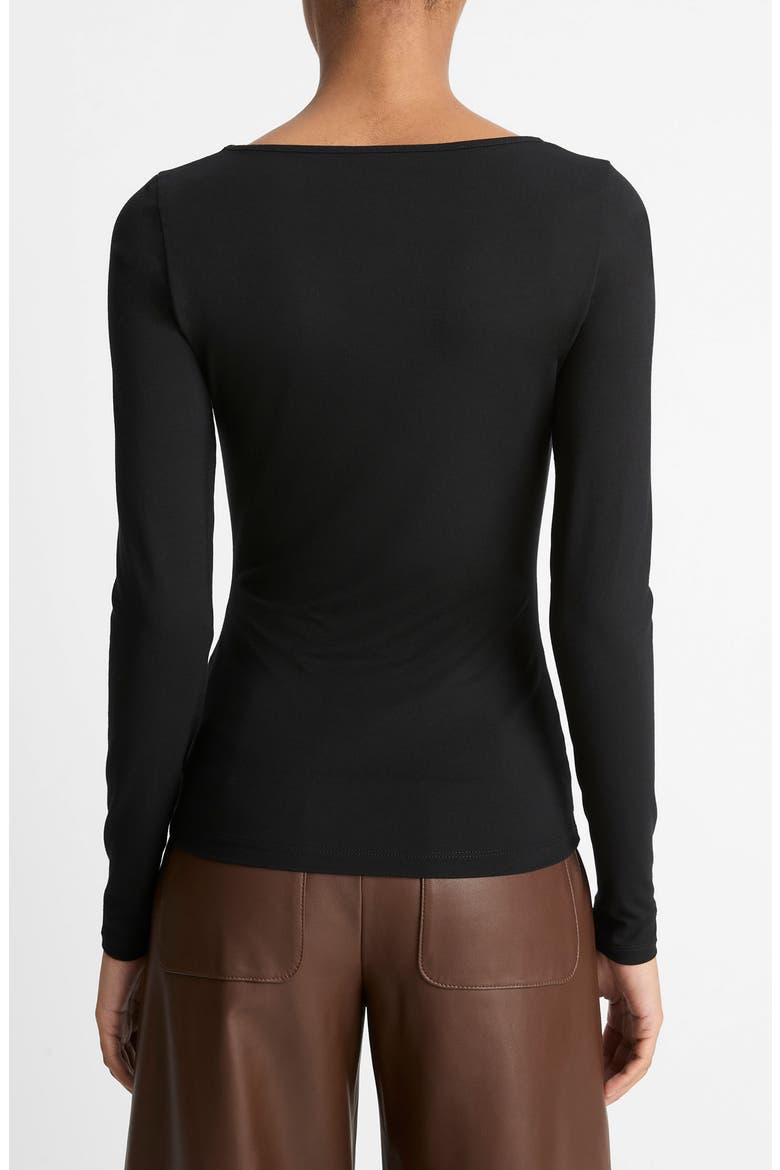 Scoop Neck Long Sleeve Top, Alternate, color, BLACK