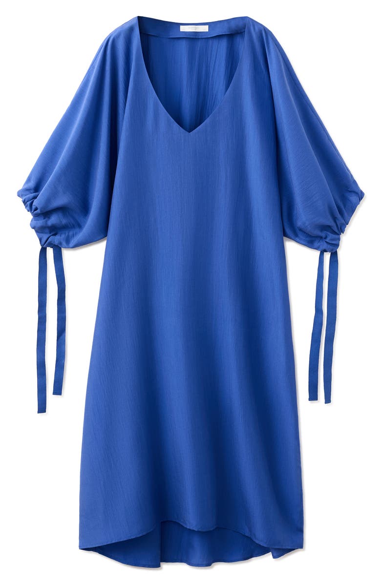 MANGO Puff Sleeve Silk Nightgown, Alternate, color, Blue