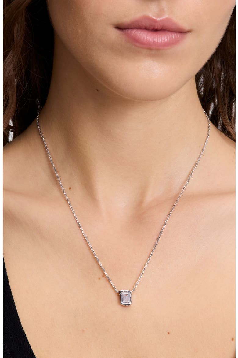 molten glass pendant necklace, Alternate, color, CLEAR/ SILVER
