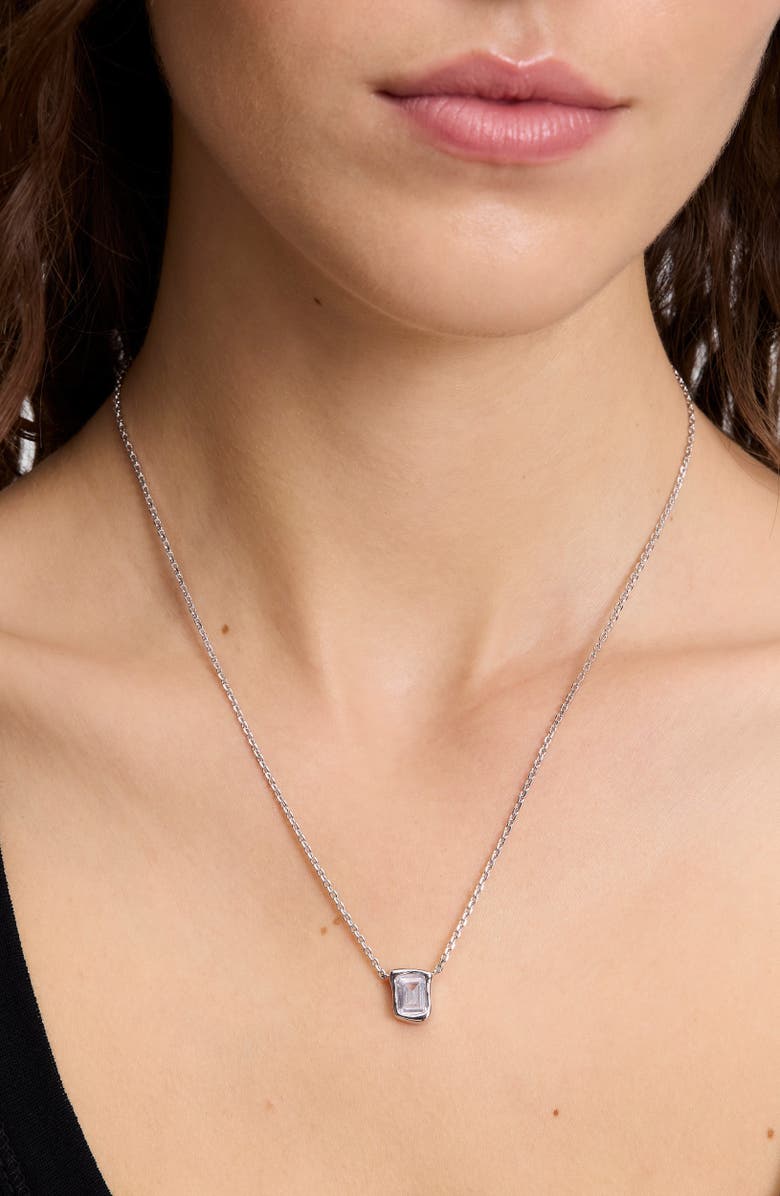 Kate Spade New York molten glass pendant necklace, Alternate, color, Clear/ Silver