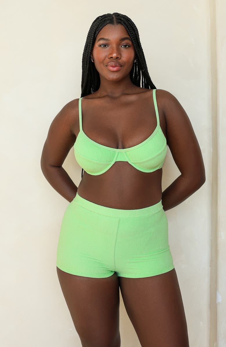 Dippin Daisys Farrah Elastic Waist Booty Short, Alternate, color, Paradise Green
