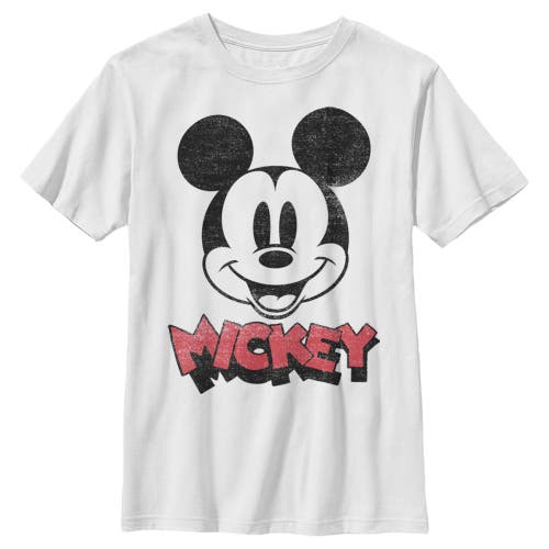 Mickey & Friends Boy's  Mickey Mouse Retro Headshot  Graphic T-shirt In White