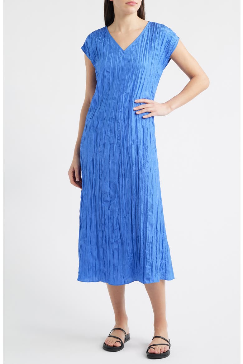 Cap Sleeve Silk Maxi Dress, Main, color, BLUE STAR