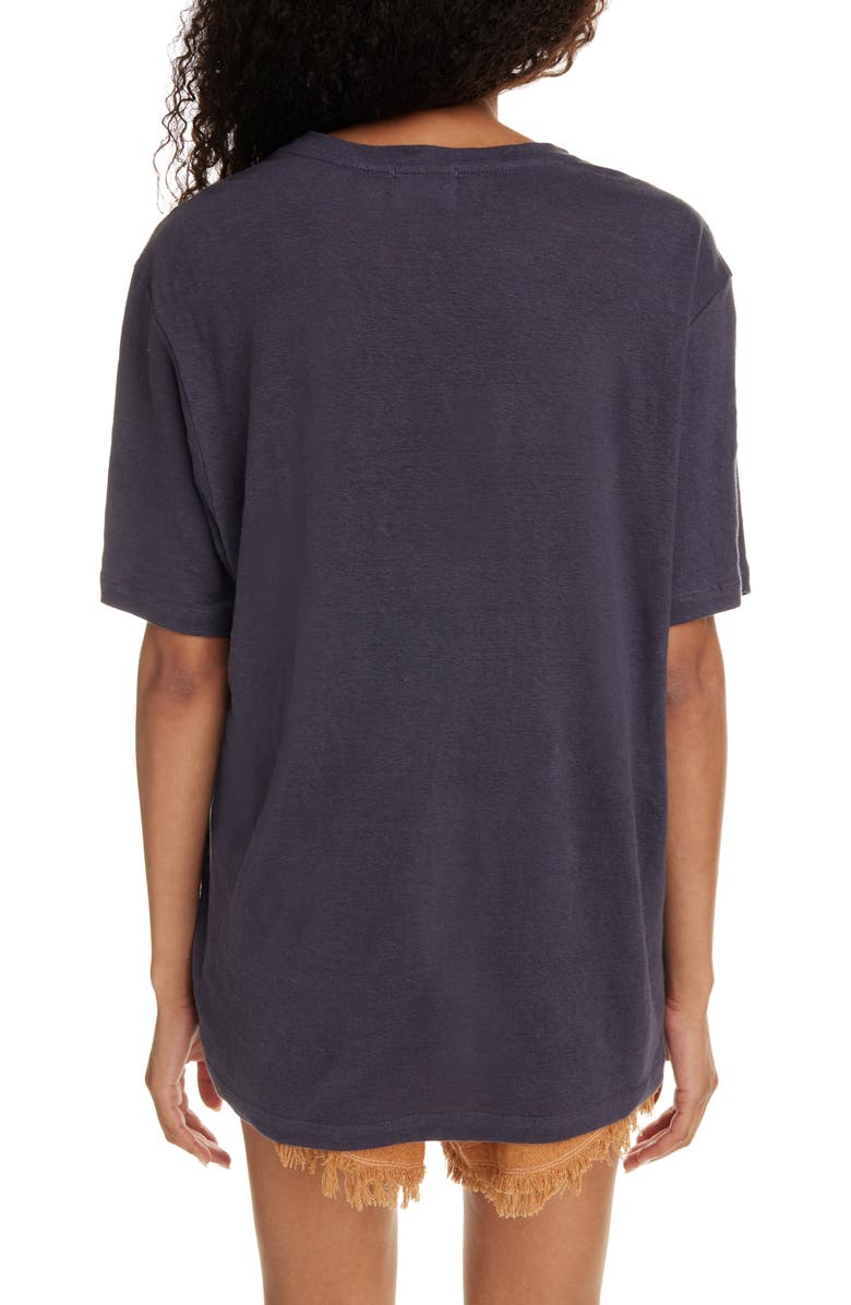 Isabel Marant Étoile Zewel Metallic Logo Slub Linen Graphic T-Shirt, Alternate, color, 