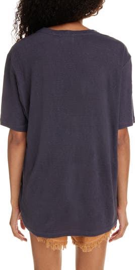 Isabel Marant Étoile Zewel Metallic Logo Slub Linen Graphic