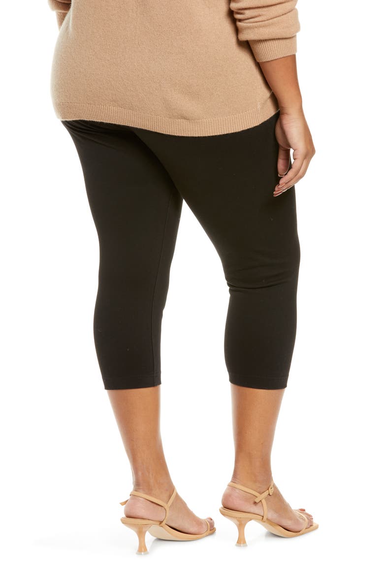'Lyssentials Denim Capri Leggings, Alternate, color, BLACK