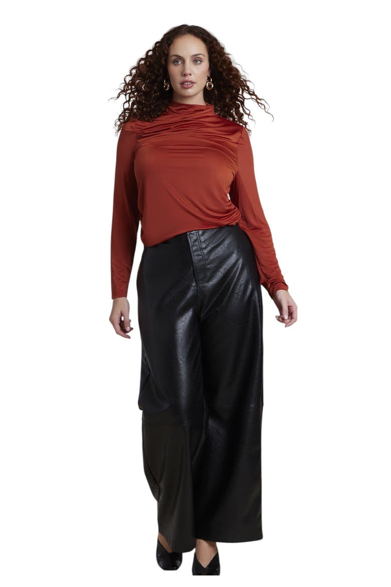 Draped High Neck Top (plus), Alternate, color, PICANTE