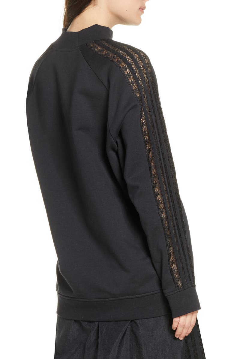 adidas Originals Lace Stripe Logo Cotton Sweatshirt, Alternate, color, 