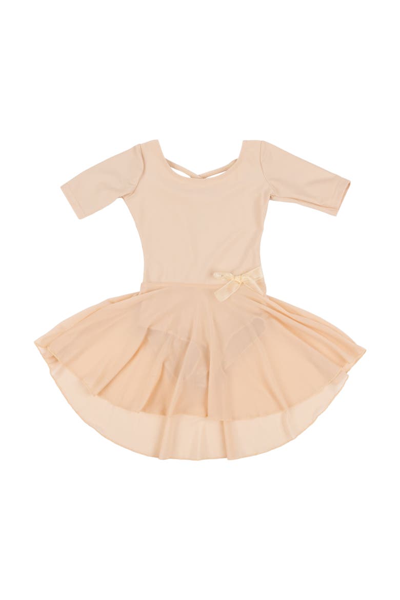 Girls Short Sleeve Skirted Leotard, Main, color, BEIGE