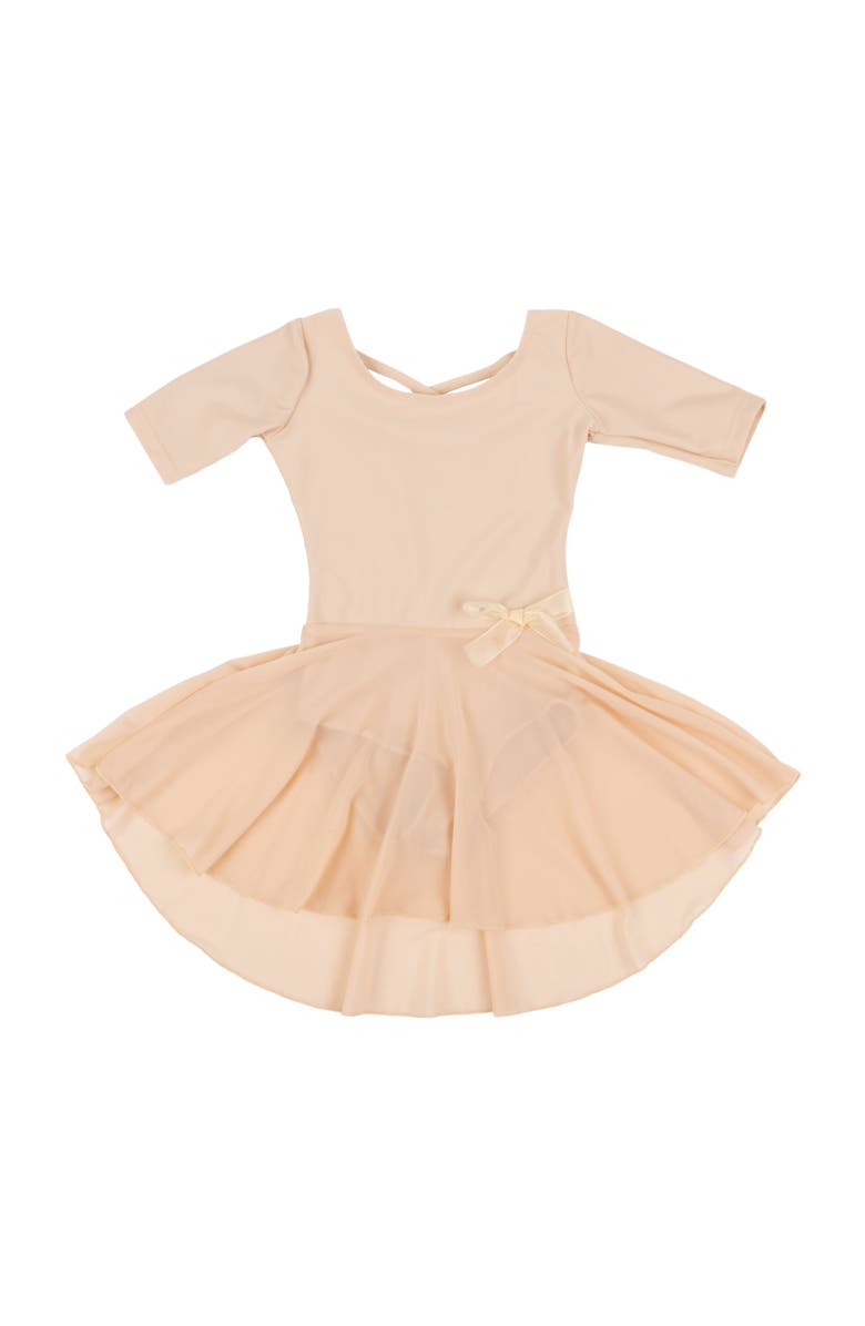 Leveret Girls Short Sleeve Skirted Leotard, Main, color, Beige