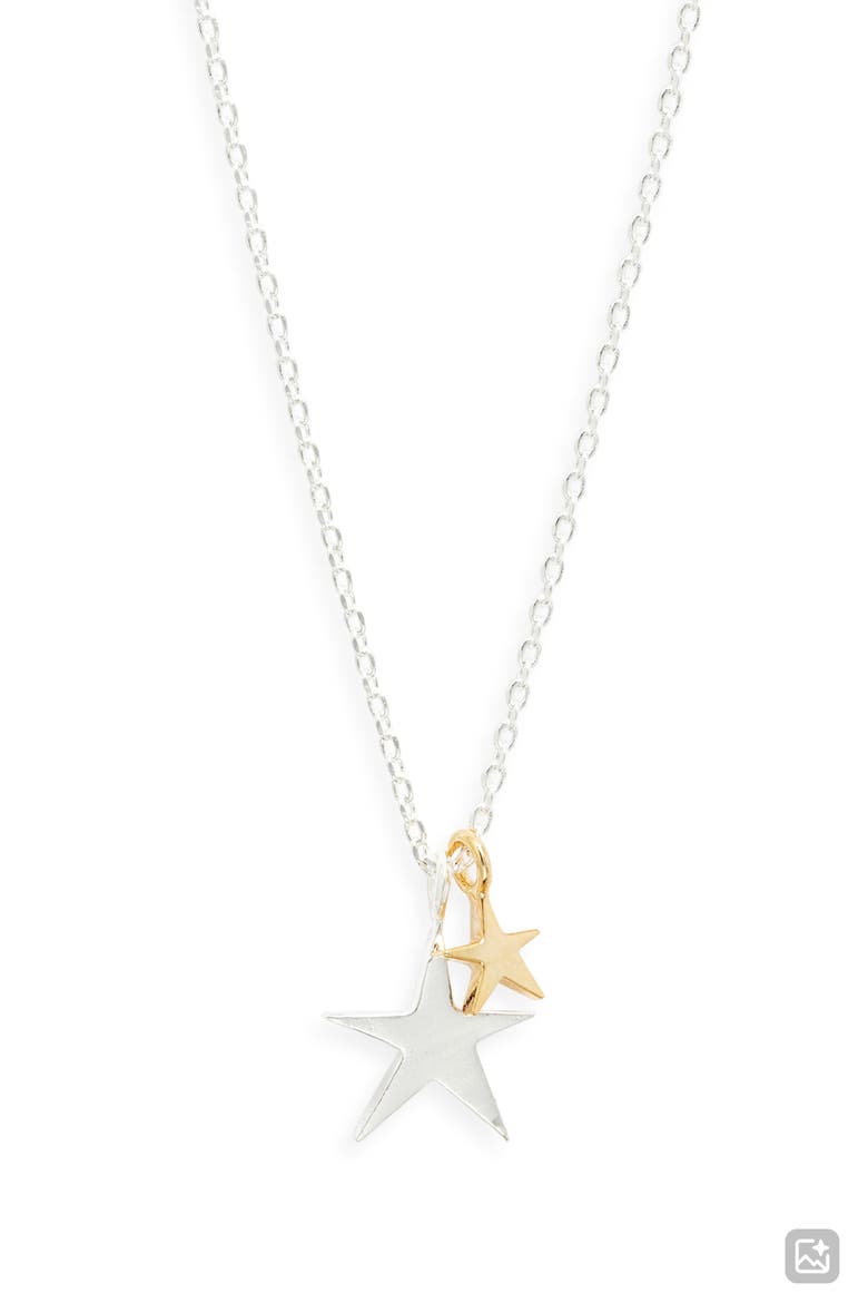 Double Star Necklace, Main, color, SILVER