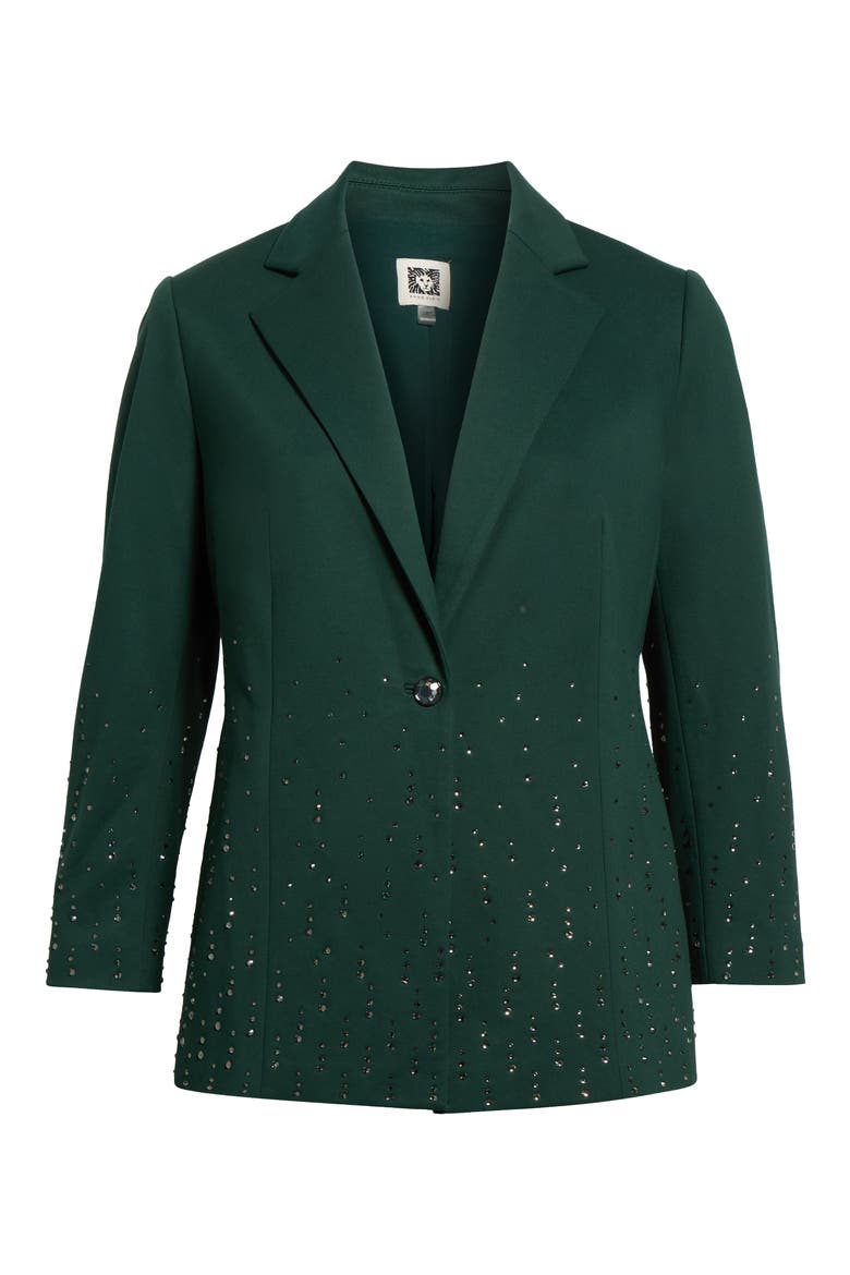 One-Button Embellished Blazer, Alternate, color, PINE FOREST