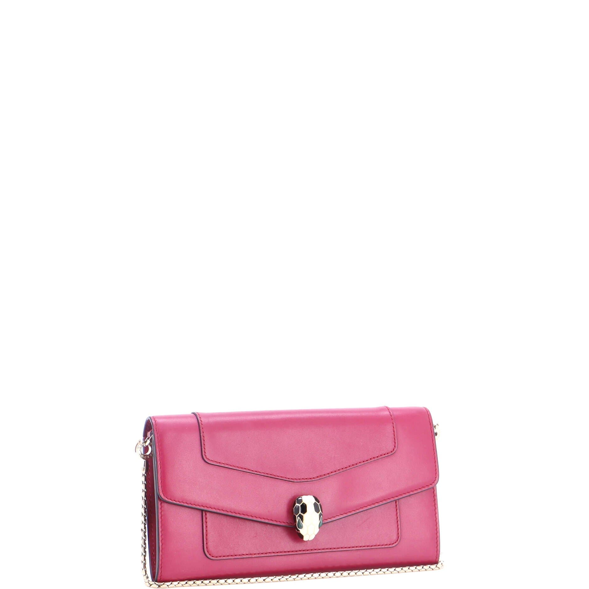 Serpenti Forever Wallet on Chain Leather Long, Alternate, color, Pink