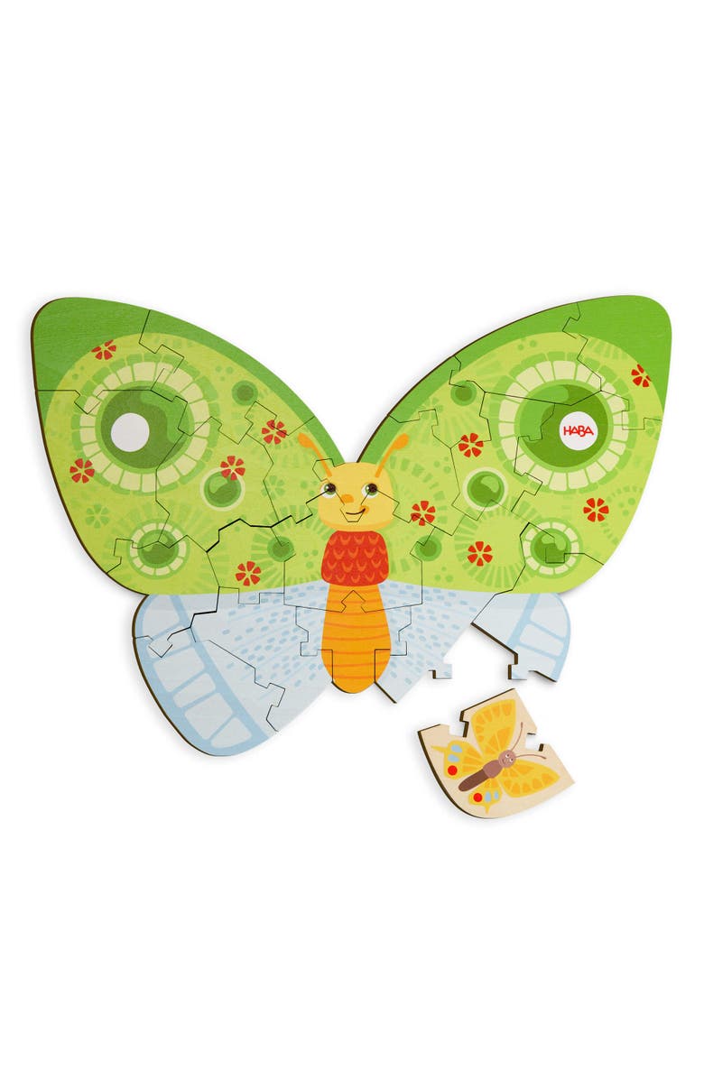 HABA Wooden Puzzle Butterfly - 2 in 1 Reversible Puzzle, Main, color, Multi