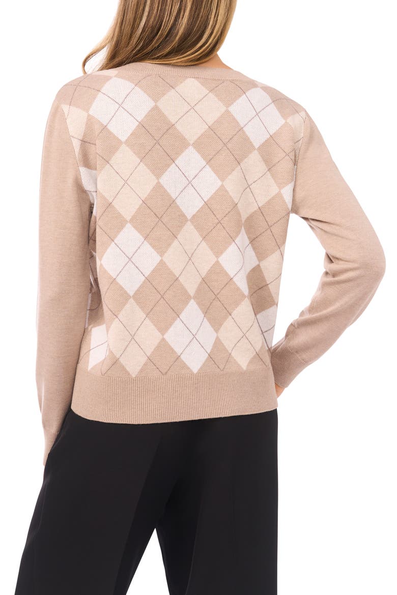 Argyle V-Neck Sweater, Alternate, color, SIMPLY TAUPE