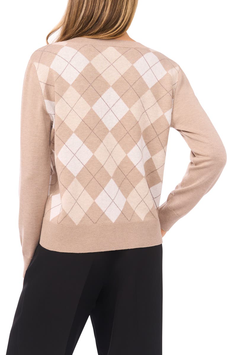 Halogen<sup>®</sup> Argyle V-Neck Sweater, Alternate, color, Simply Taupe