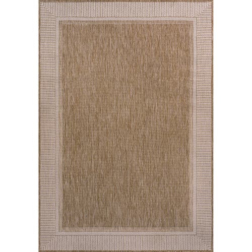 Jonathan Y Hali Coastal Casual Wide Stripe Border Indoor/outdoor Area Rug In Beige/cream