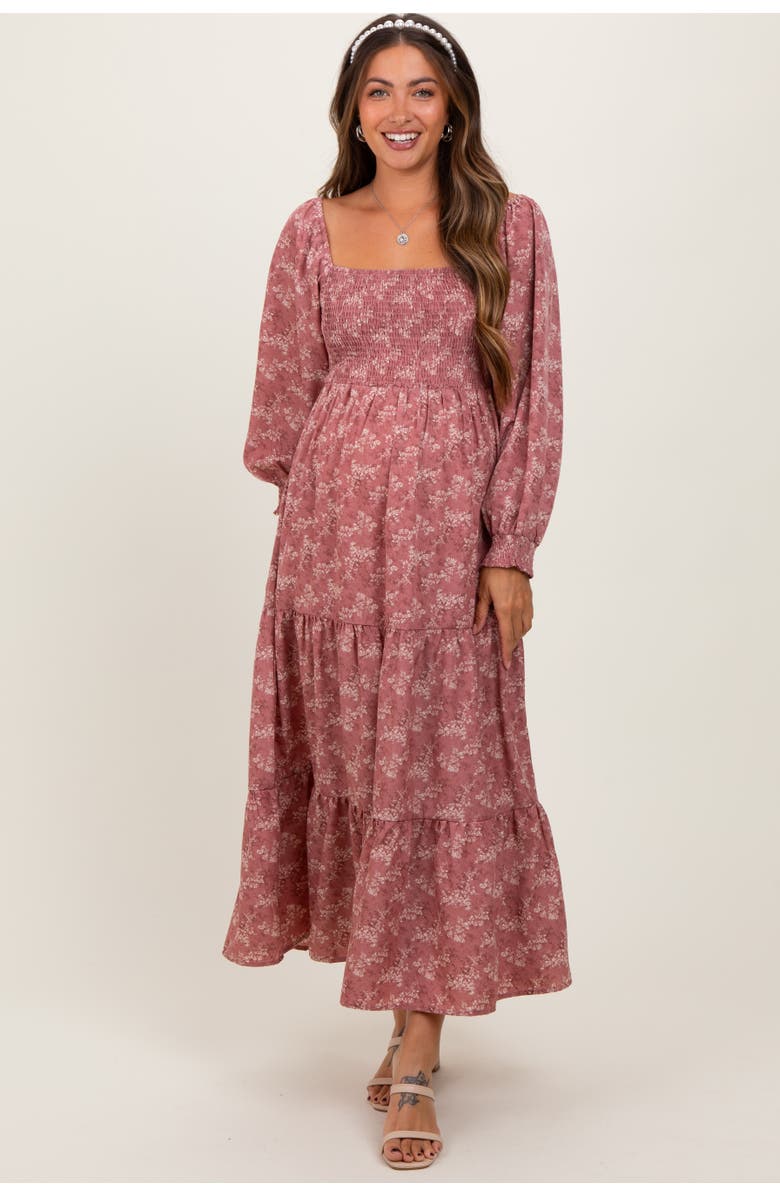 PinkBlush Floral Smocked Square Neck Maxi Dress, Alternate, color, Mauve