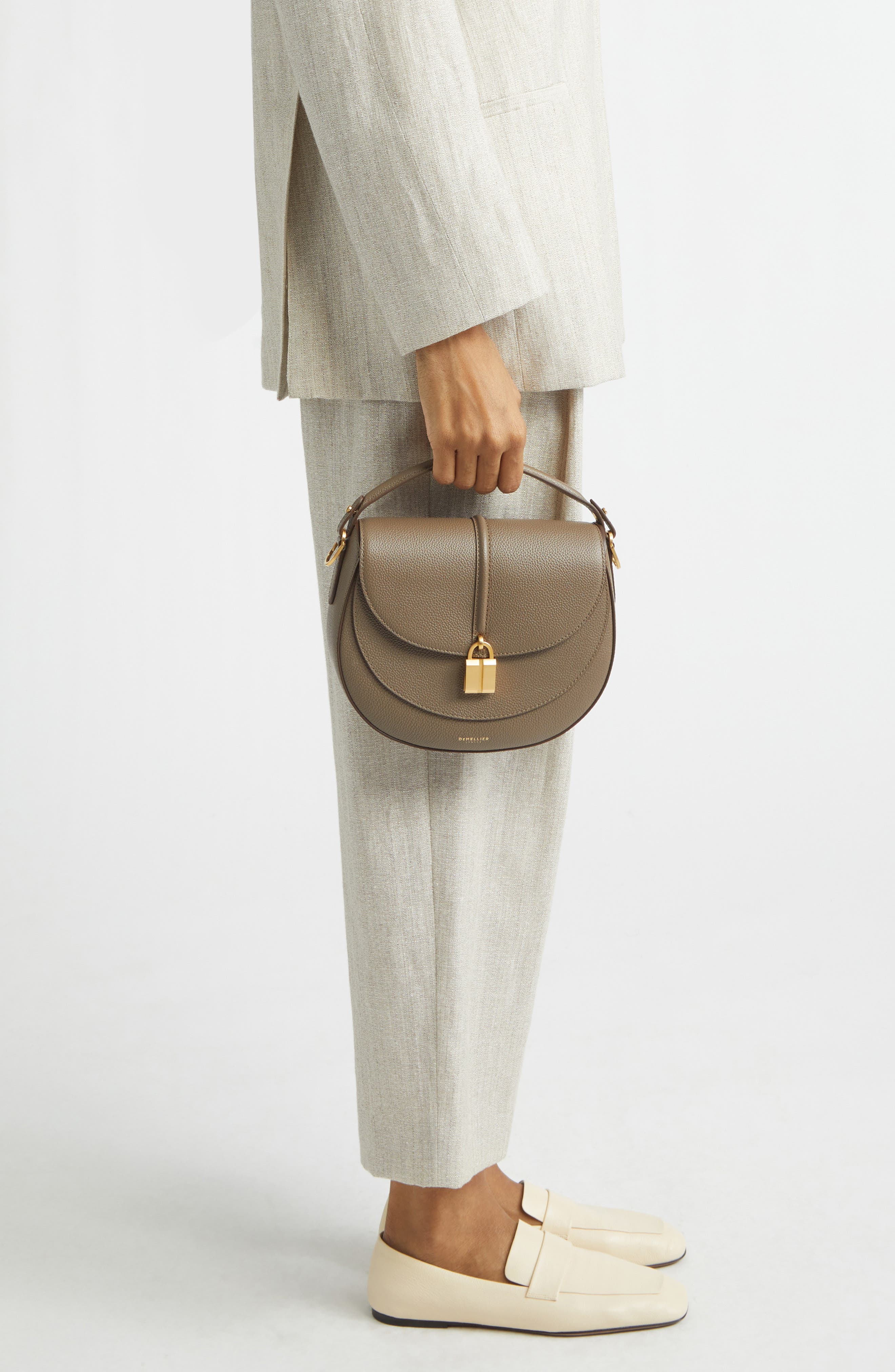 DeMellier Siena Leather Saddle Crossbody Bag, Alternate, color, Dark Taupe
