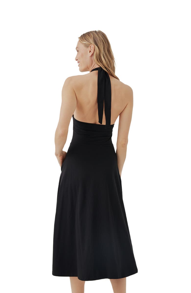 Pact Organic Cotton Fit & Flare Modern Halter Dress, Alternate, color, 