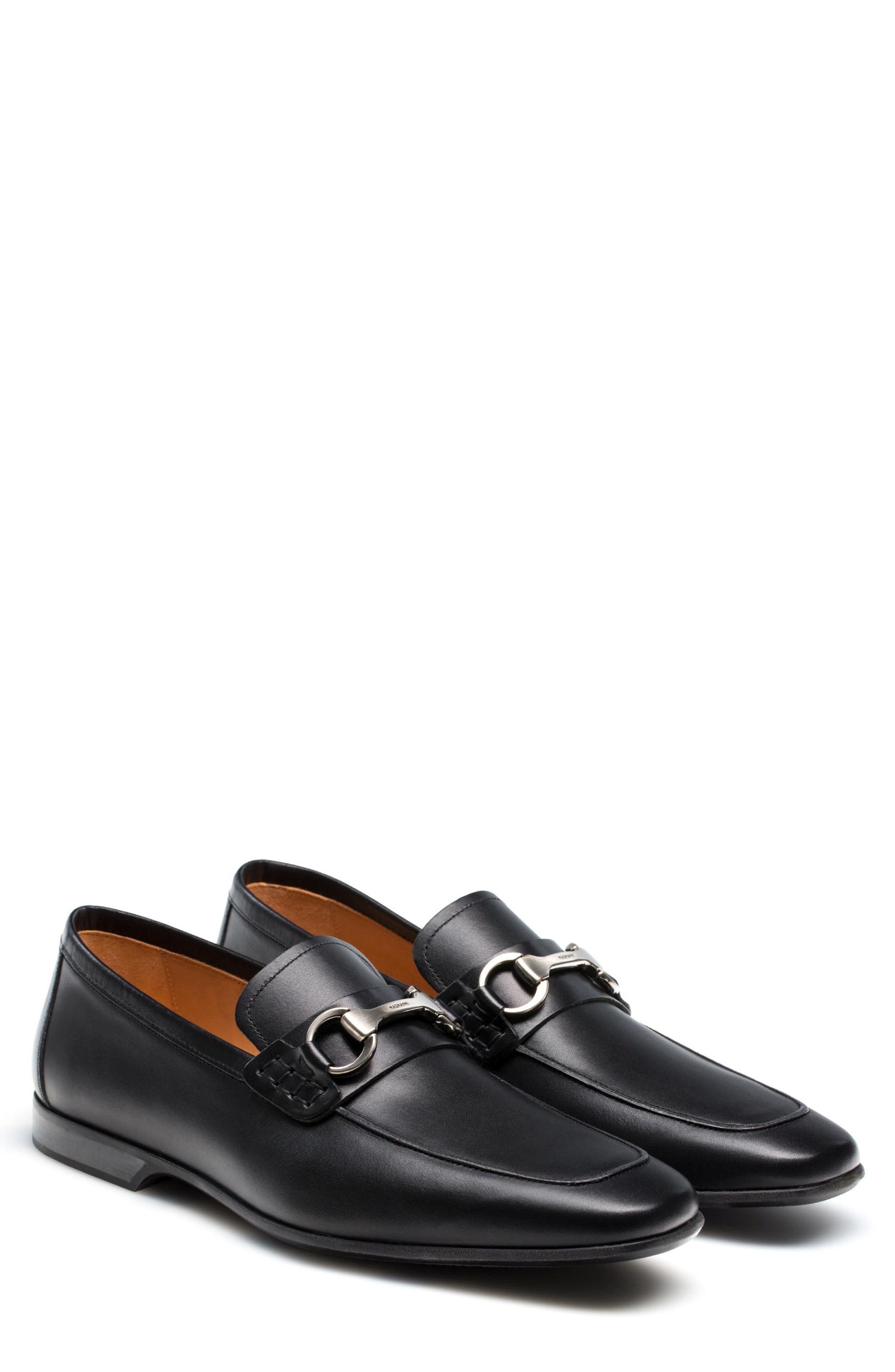 Magnanni Rafa II Apron Toe Bit Loafer, Main, color, Black Leather