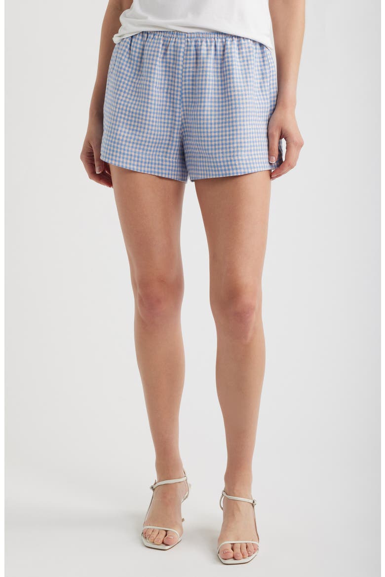 Nora Linen Shorts, Main, color, STELLAR CHECK