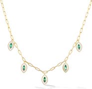 Orly Marcel Marquise Eyes Emerald & Mother-of-Pearl Frontal Necklace