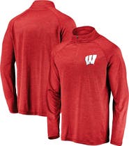 FANATICS Men's Fanatics Red Wisconsin Badgers Lightweight Striated Raglan Quarter-Zip Top
