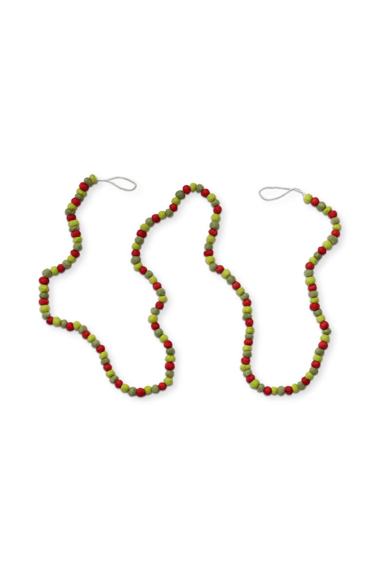 Heirloom Wool Ball Garland Red Multi Decorative Wall Decor, Main, color, Red