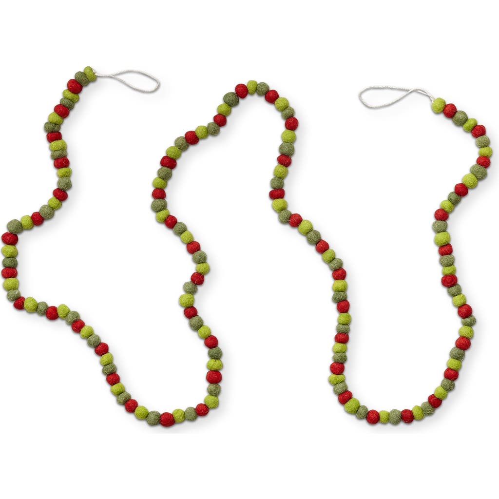 Tag Heirloom Wool Ball Garland Red Multi Decorative Wall Decor