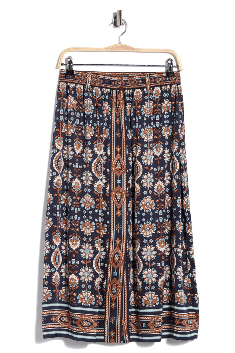 Print Skirt, Main, color, NAVY CLIMBING ROSES