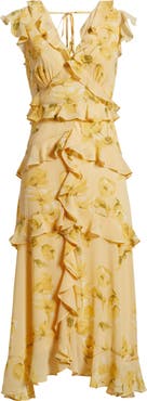 CeCe Print Ruffle Midi Dress