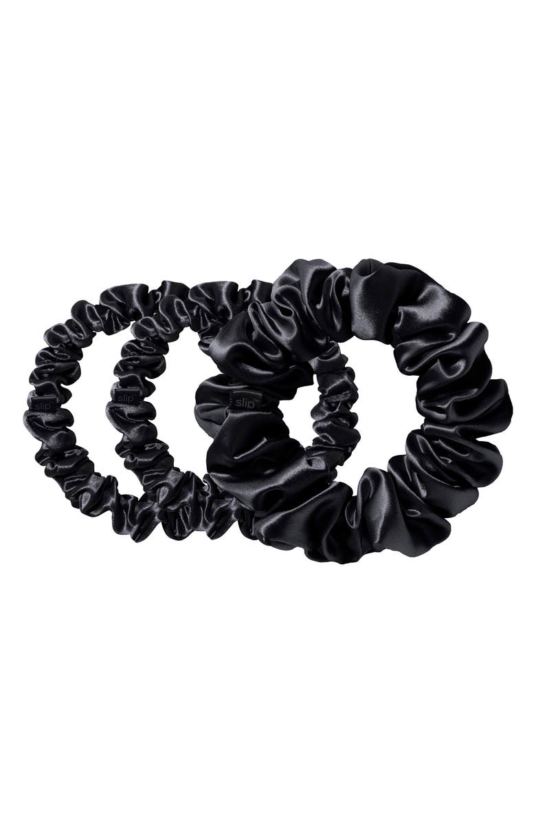 slip 3-Pack Large & Small Silk Scrunchie Set, Main, color, Black