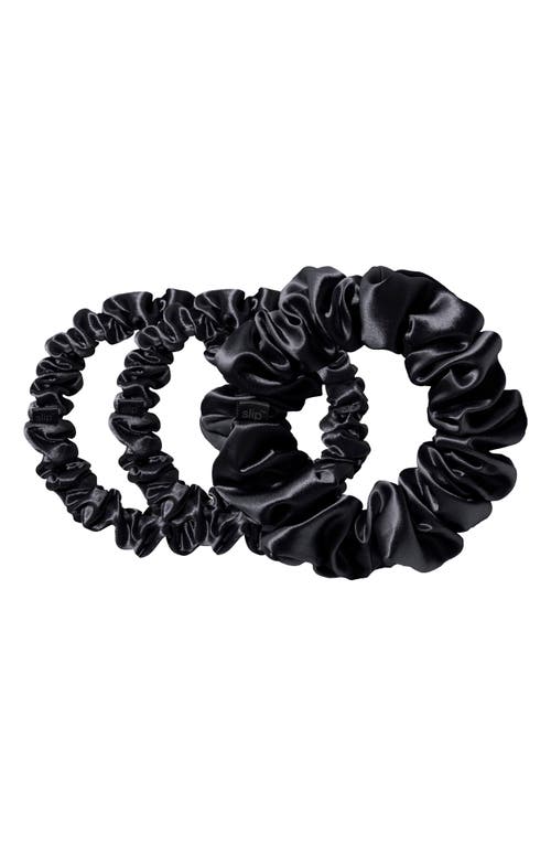 slip 3-Pack Large & Small Silk Scrunchie Set in Black at Nordstrom