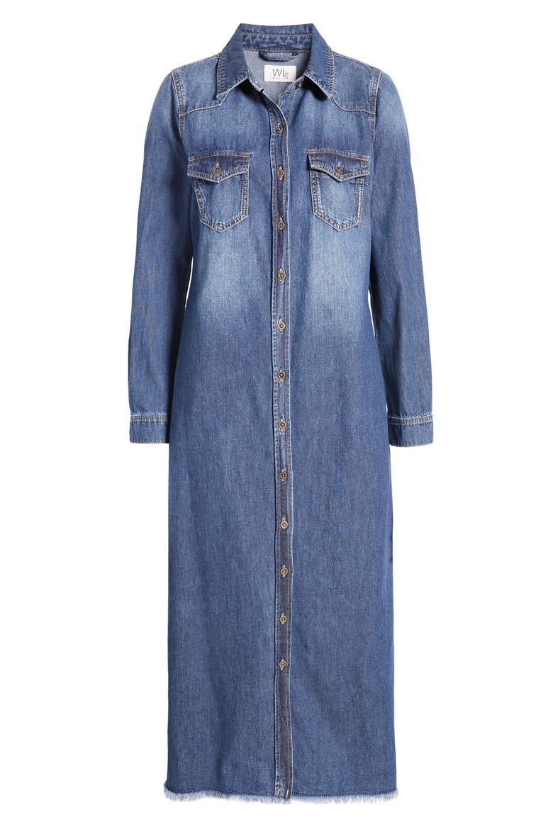 Long Sleeve Denim Maxi Shirtdress, Alternate, color, MALIBU BLUE