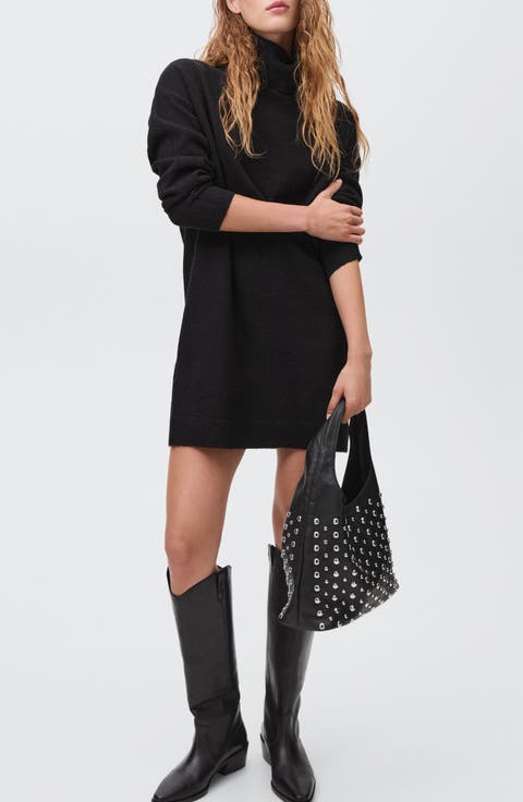 Turtleneck Long Sleeve Sweater Dress