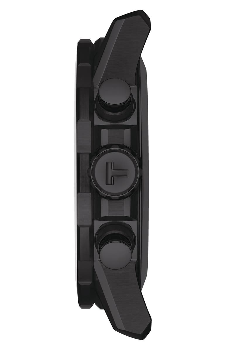 Tissot Supersport Leather Strap Chronograph Watch, 45.5mm, Alternate, color, Black