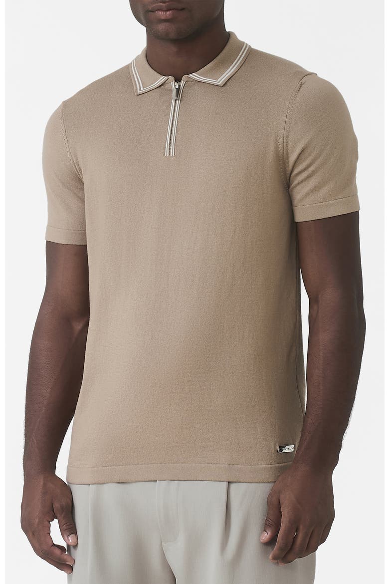 Newbury Slim Zip Knit Polo, Main, color, Light Beige