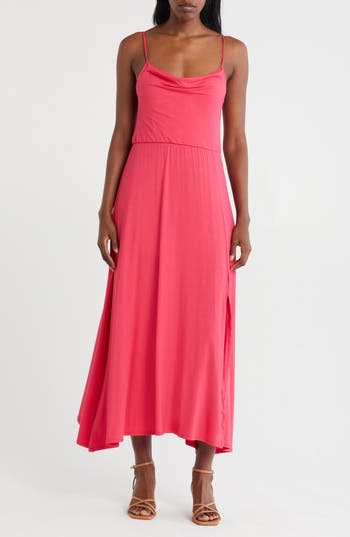 Loveappella Drape Midi Dress In Pink