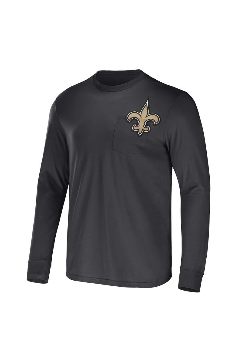 NFL X DARIUS RUCKER Men's NFL x Darius Rucker Collection by Fanatics Black New Orleans Saints Team Long Sleeve Pocket T-Shirt, Main, color, Charcoal