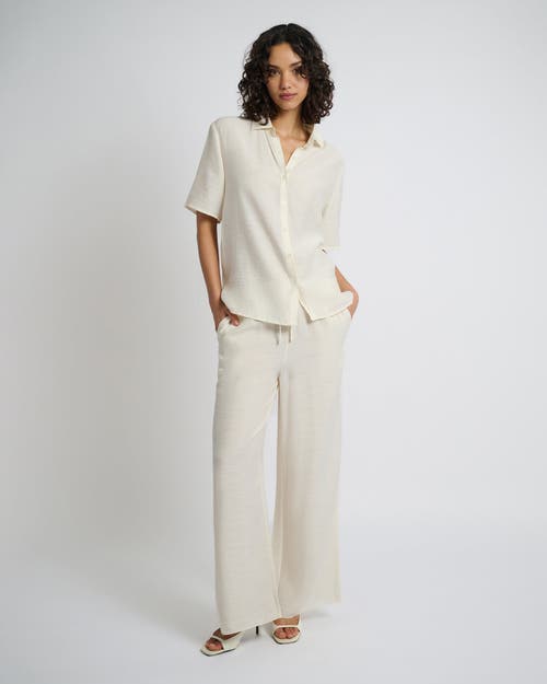 Onia Crinkle Wide Leg Drawstring Pant In Egret