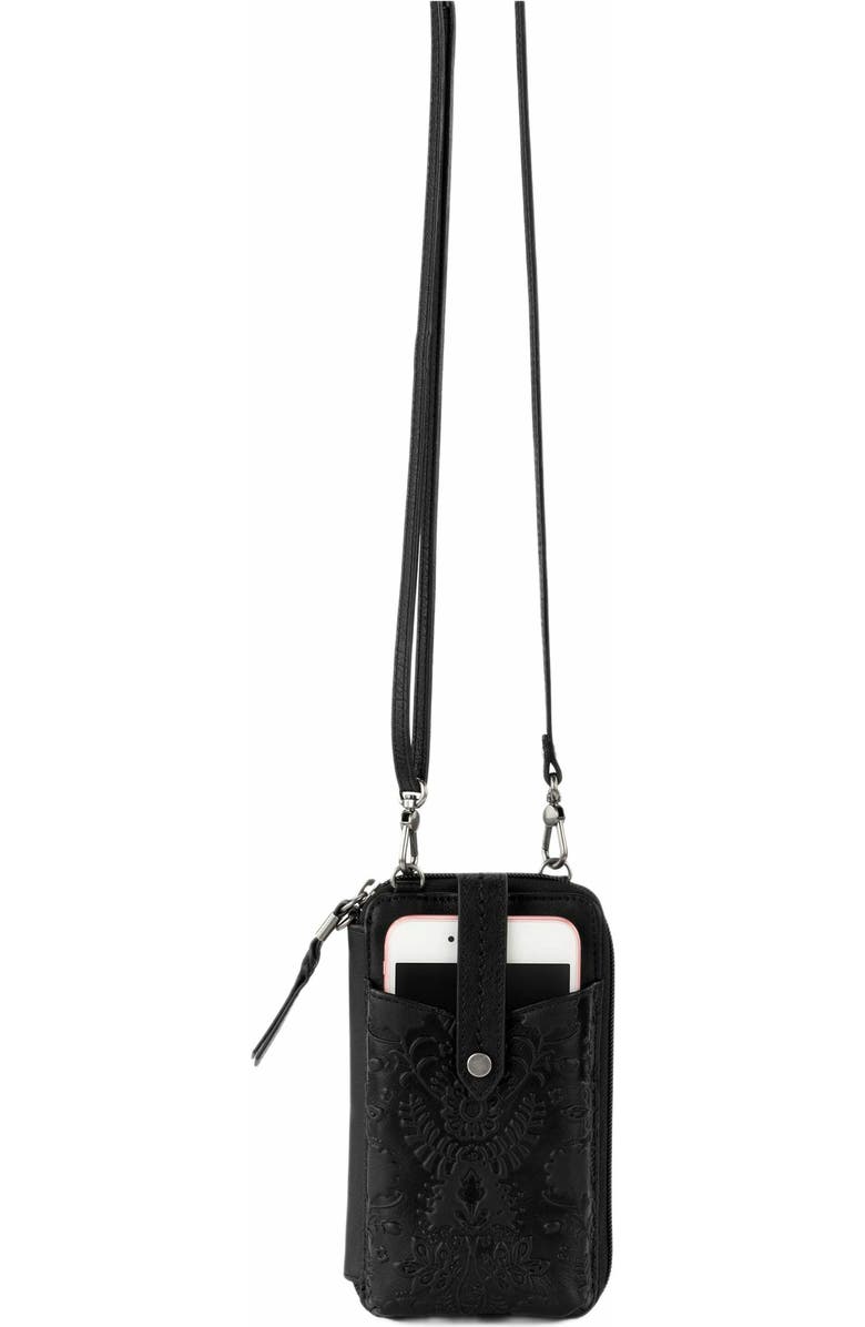 The Sak Silverlake N/S Smartphone Crossbody, Alternate, color, Black Floral Emboss