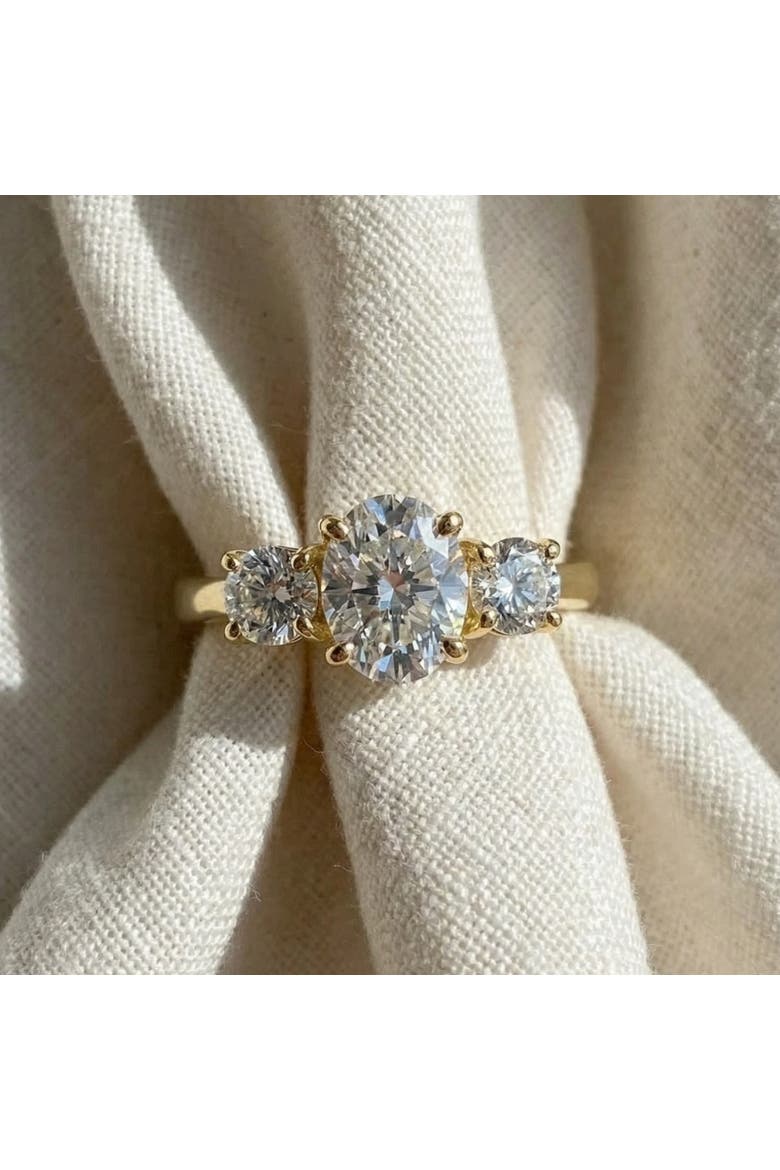 2Ct TWW Oval Lab Grown 3-Stone Diamond Engagement Ring in or Gold, Alternate, color, 10k White Gold