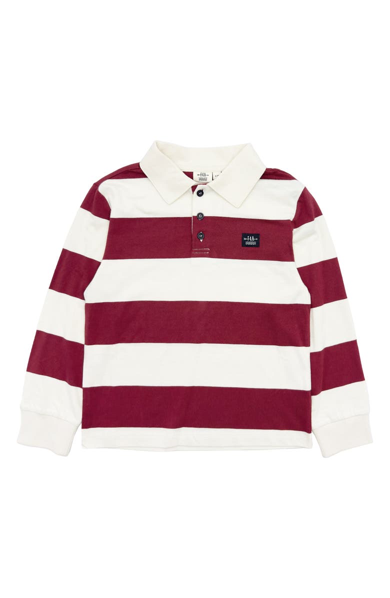 Feather 4 Arrow Kids' Nash Stripe Cotton Rugby Shirt, Main, color, Deep Red