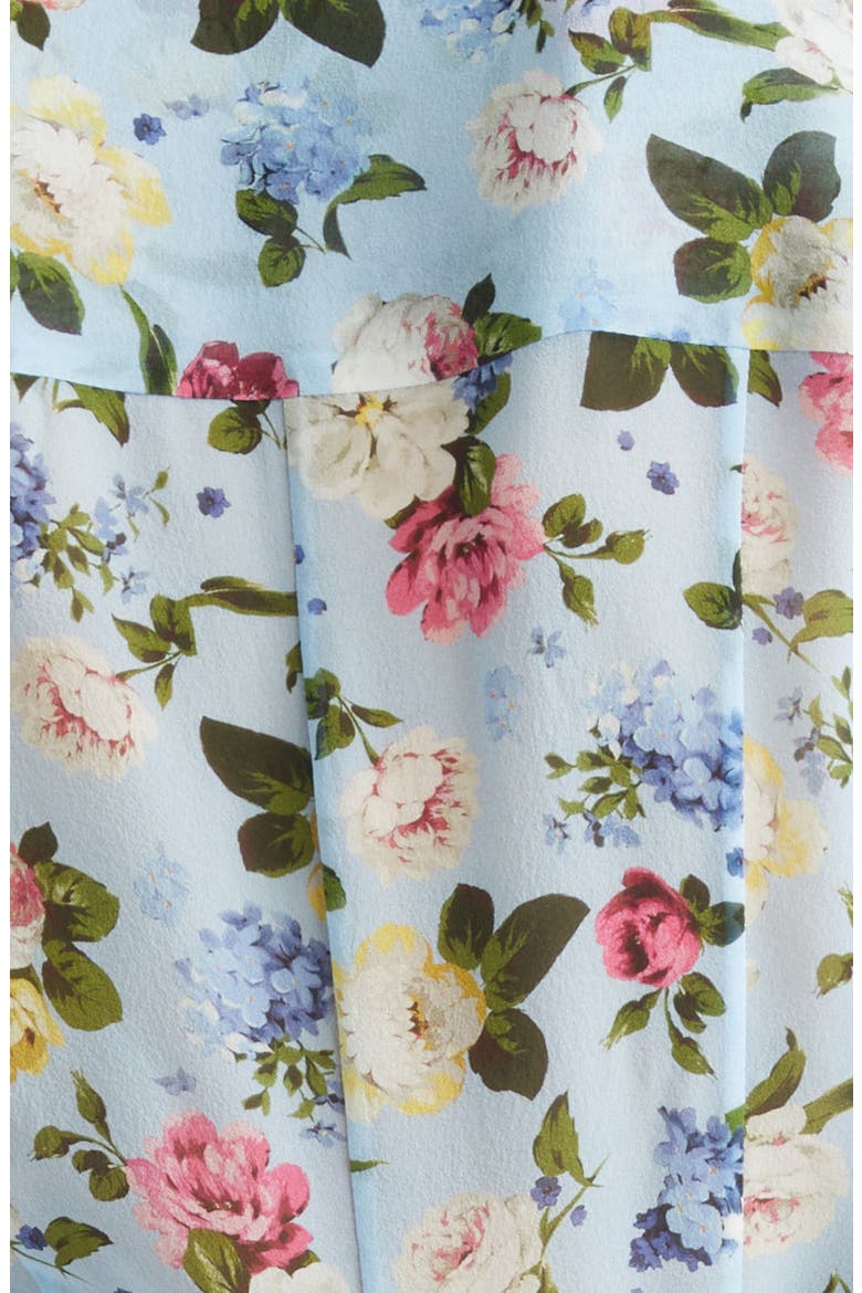 Isabella Floral Silk Crepe Button-Up Shirt, Alternate, color, CLOUDY BLUE MULTI