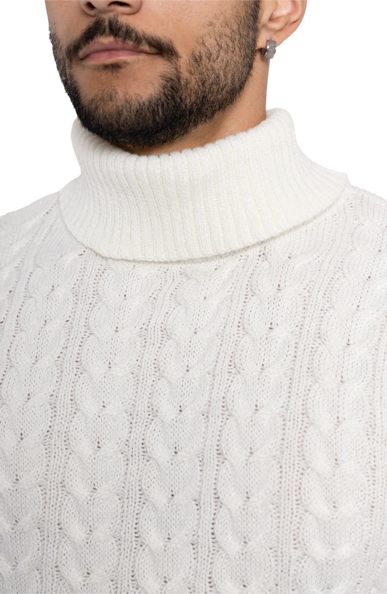 XRAY Cable Knit Turtleneck Sweater, Alternate, color, Cream