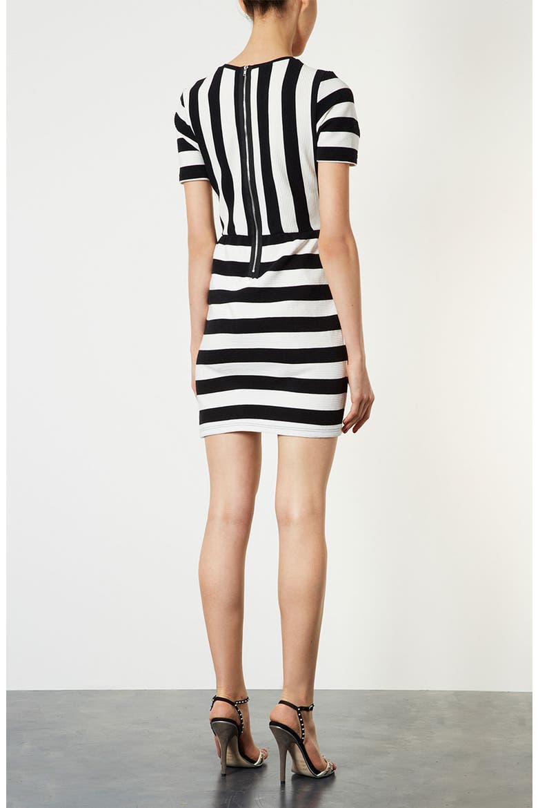 Textured Stripe Dress, Alternate, color, BLACK/ WHITE