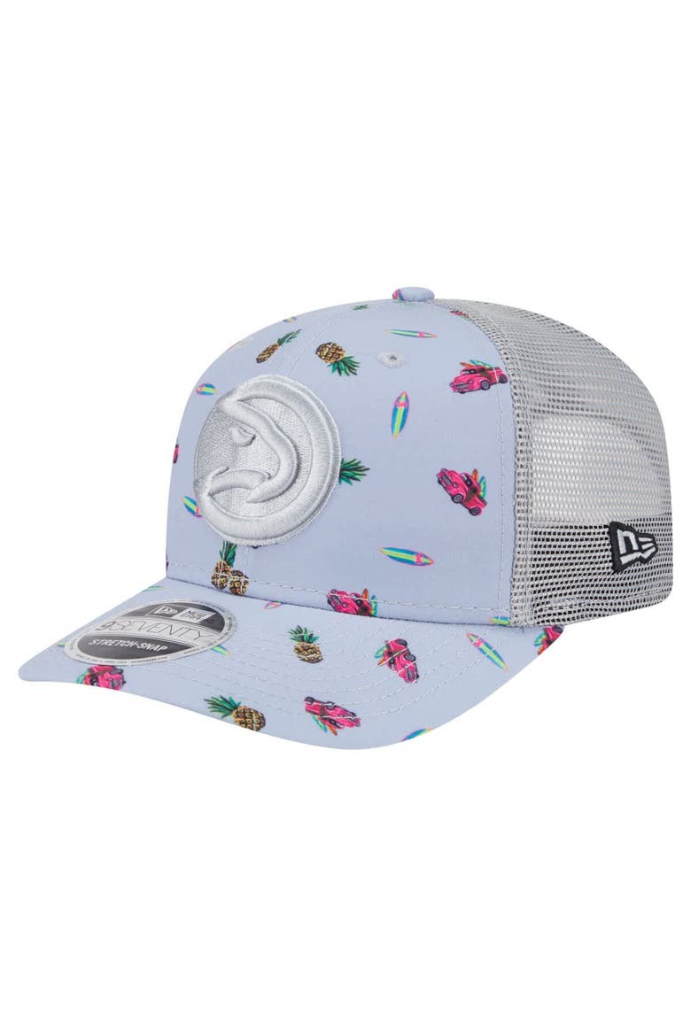 Men's New Era Light Blue/Gray Atlanta Hawks Adventure Aloha Pattern 9SEVENTY Stretch-Snap Hat, Main, color, Light Blue